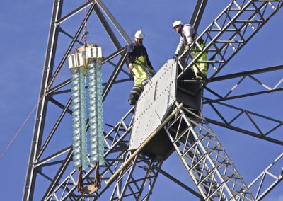New insulators lifted into position